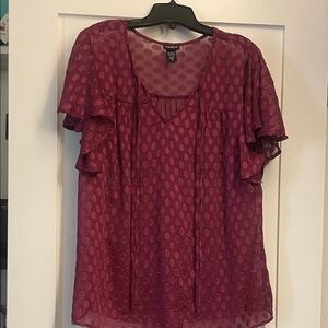 torrid Wine Paisley Ruffle Sleeve Blouse